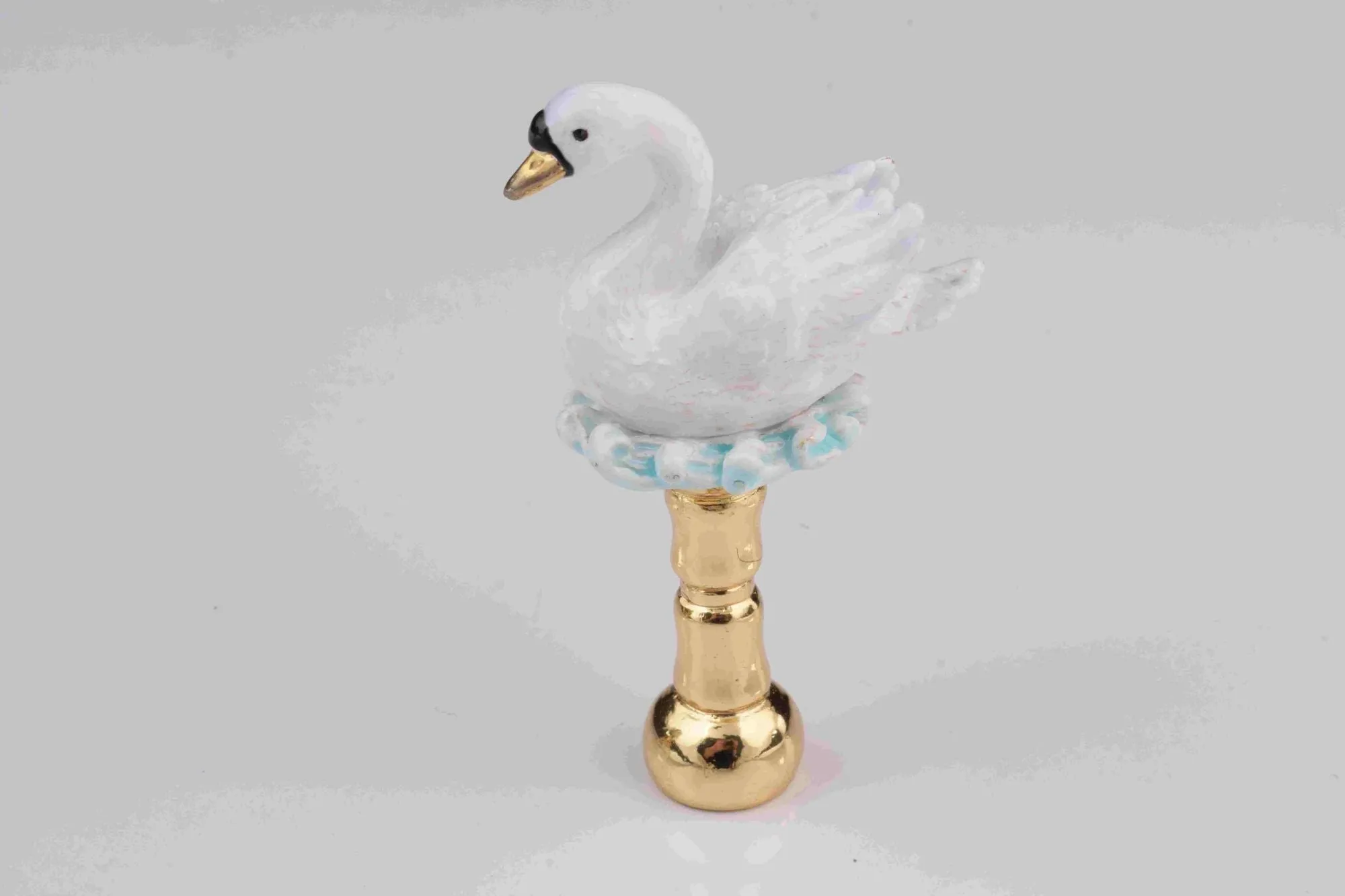Green Faberge Egg with Swan Inside