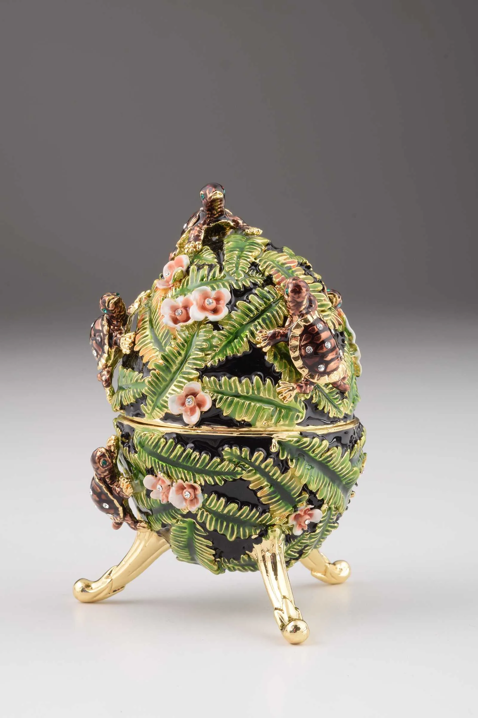 Green Faberge Egg with Turtles