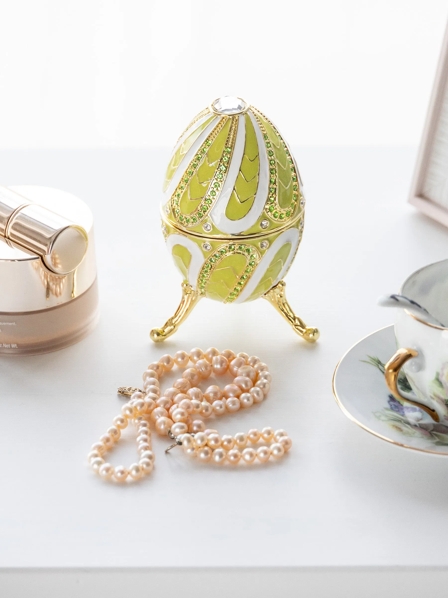 Green Music box Fur Elise by Beethoven Faberge Egg