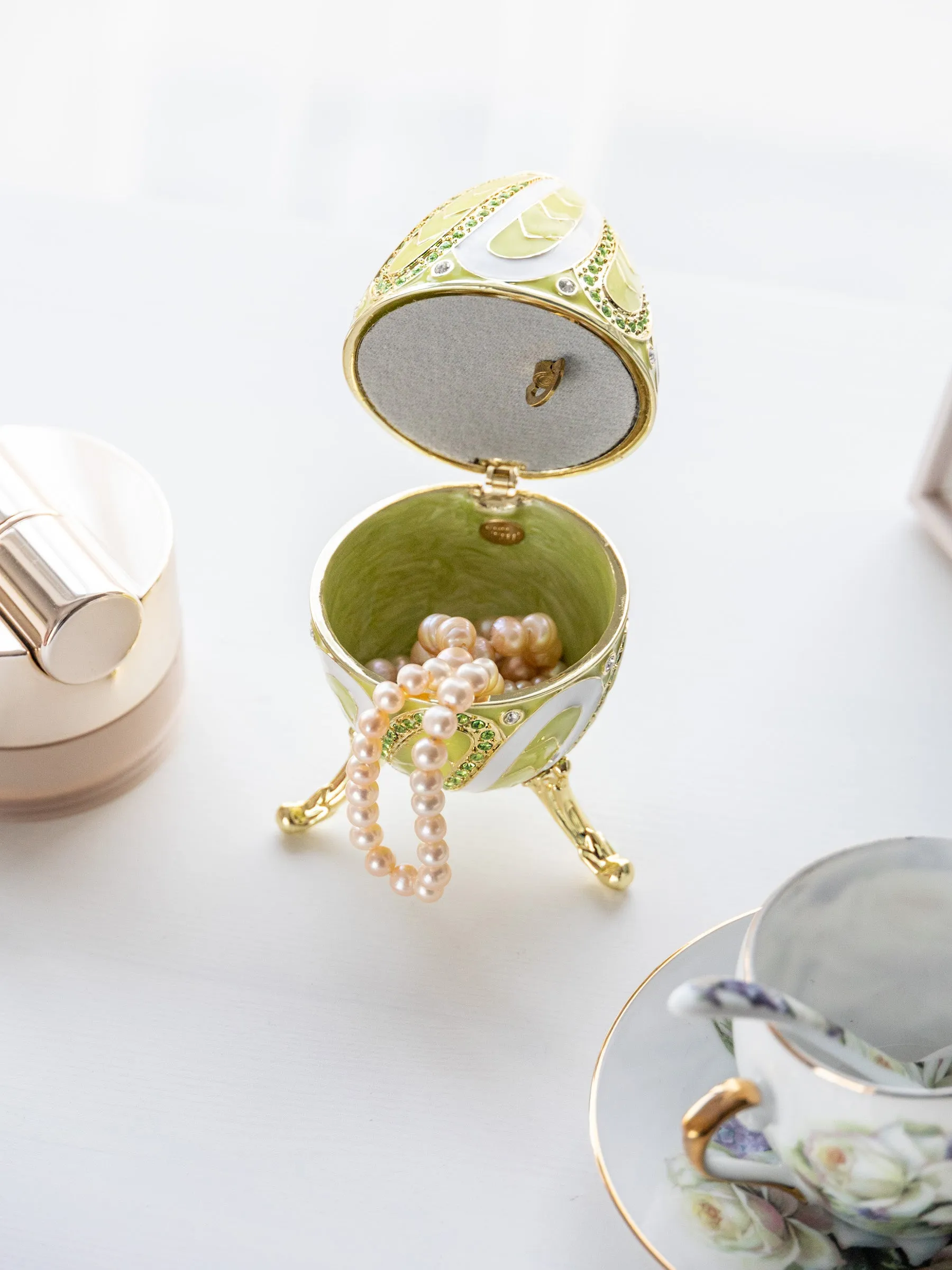 Green Music box Fur Elise by Beethoven Faberge Egg