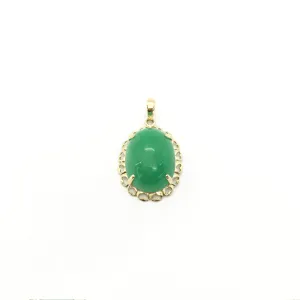 Green Oval Cabochon Jade Pendant (14K)