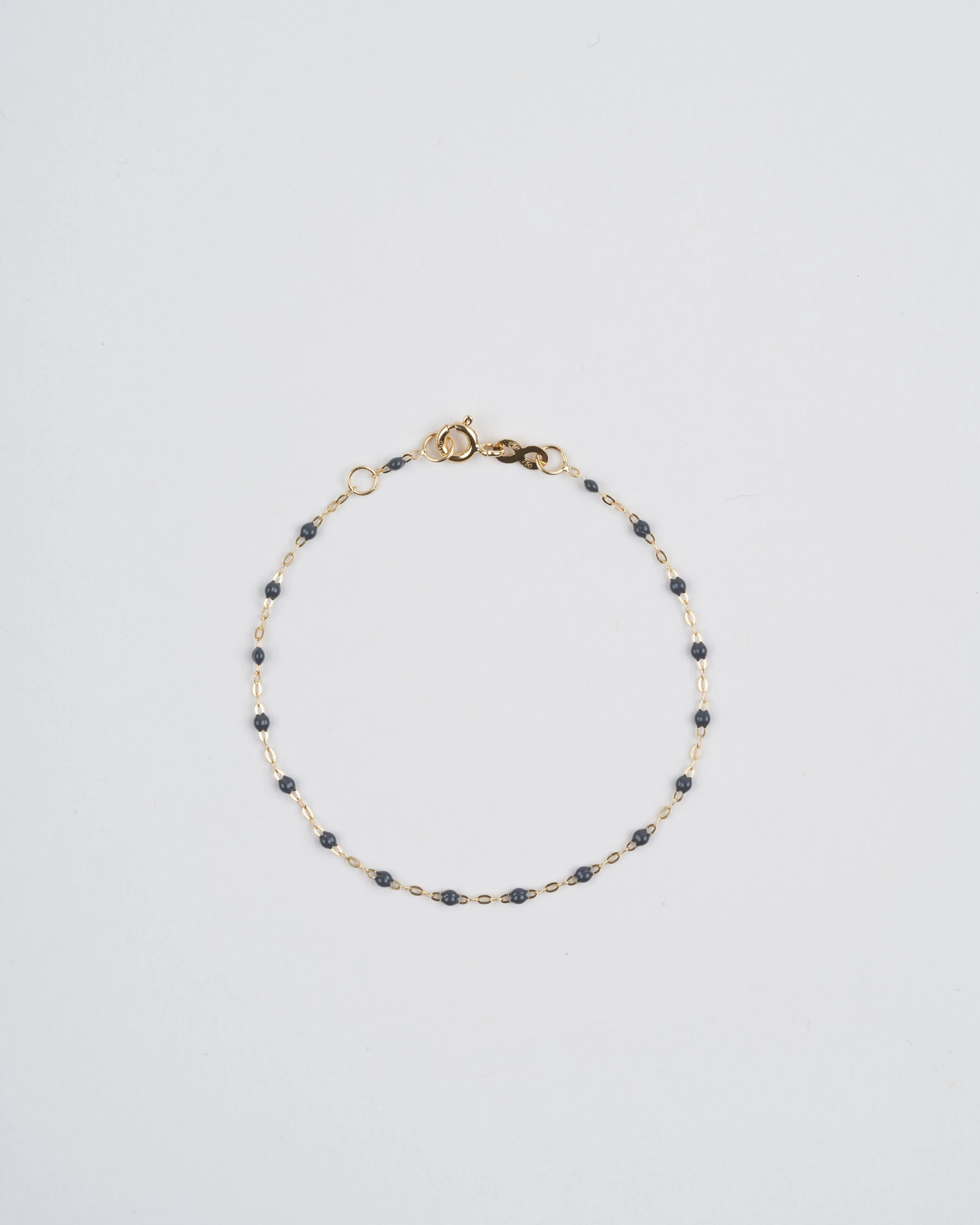 grey bead bracelet - yellow gold