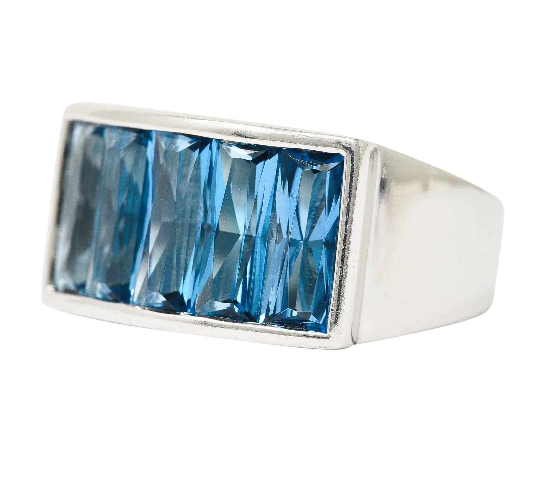 H. Stern 5.00 CTW French Cut Topaz 18 Karat White Gold Channel Band Ring