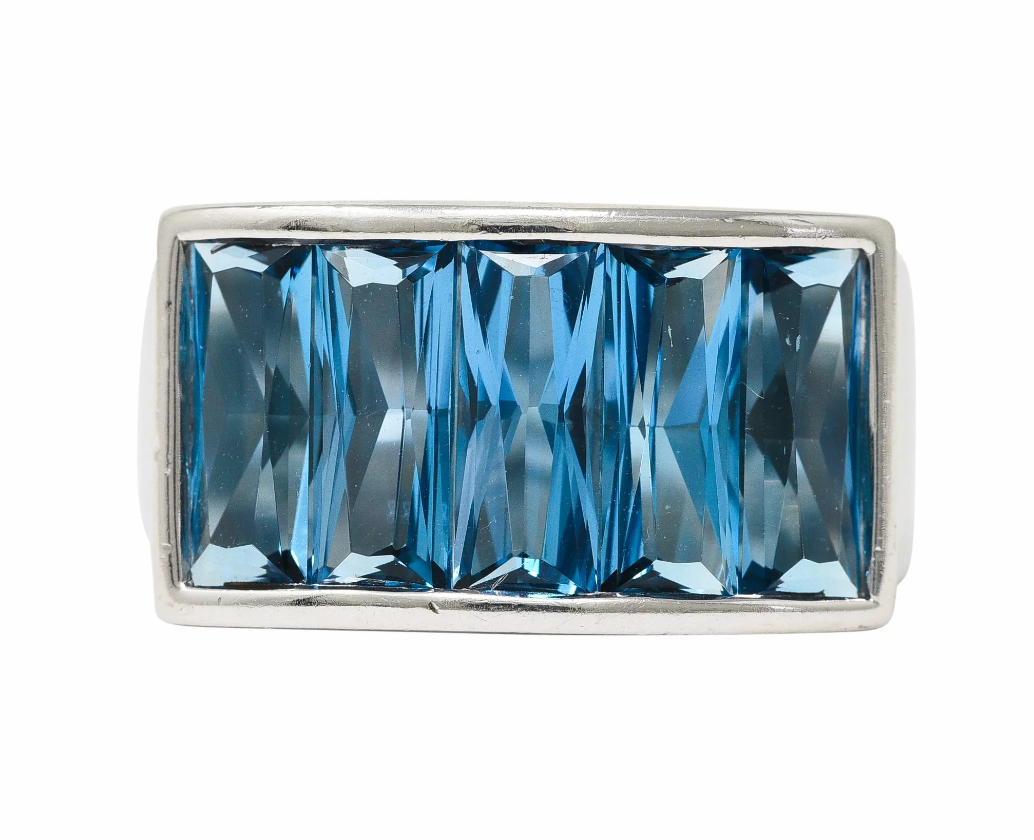 H. Stern 5.00 CTW French Cut Topaz 18 Karat White Gold Channel Band Ring