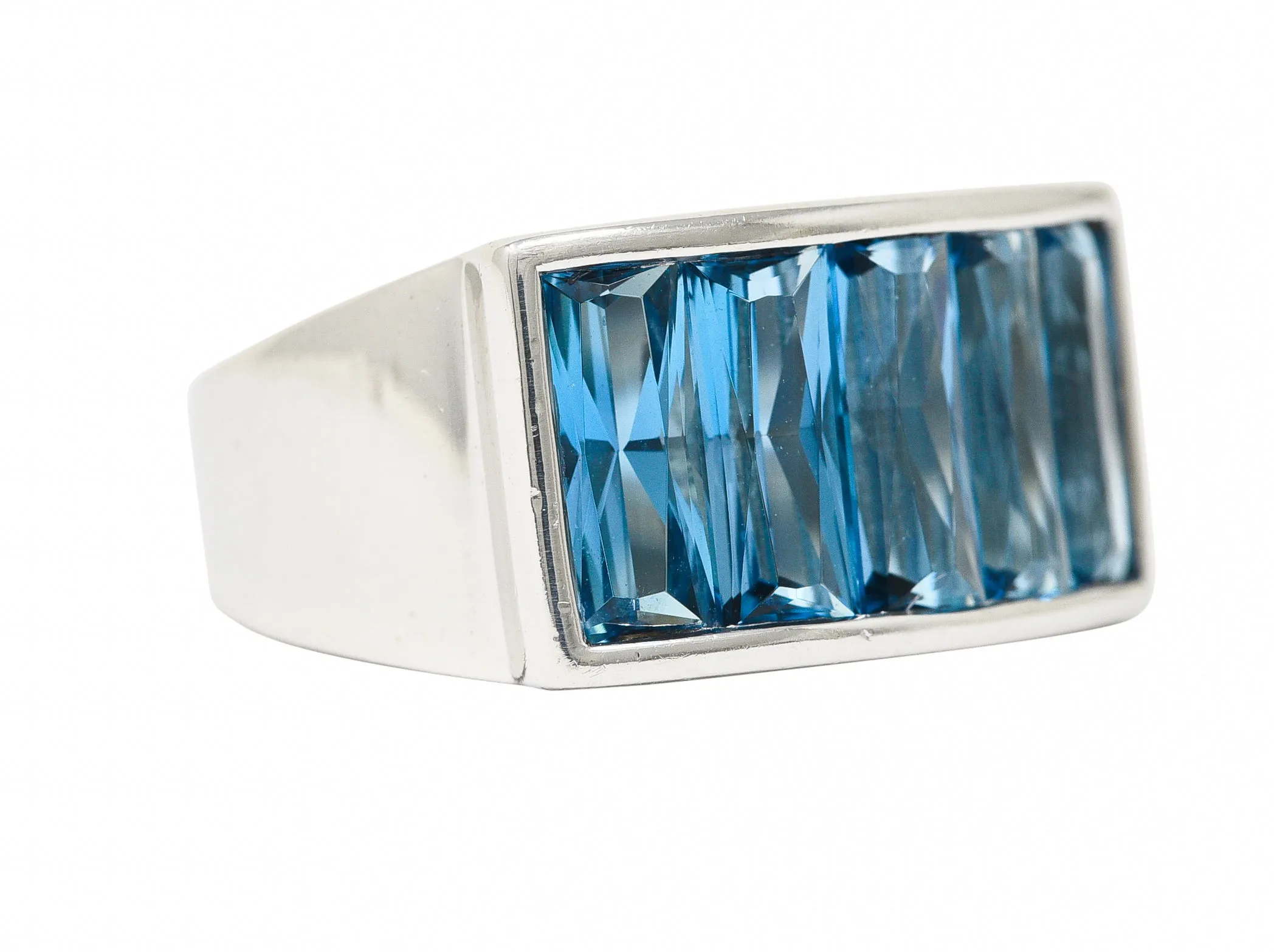 H. Stern 5.00 CTW French Cut Topaz 18 Karat White Gold Channel Band Ring
