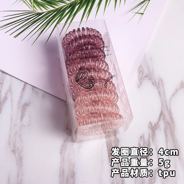 Hair Ties Coil Hair Ties, Phone Cord Hair Ties  Color Gradient  8# black hair ring