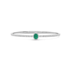 Halo Oval Emerald and Lab Diamond Flex Bangle