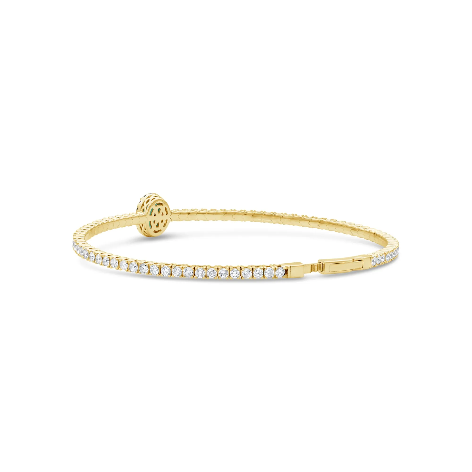 Halo Oval Emerald and Lab Diamond Flex Bangle