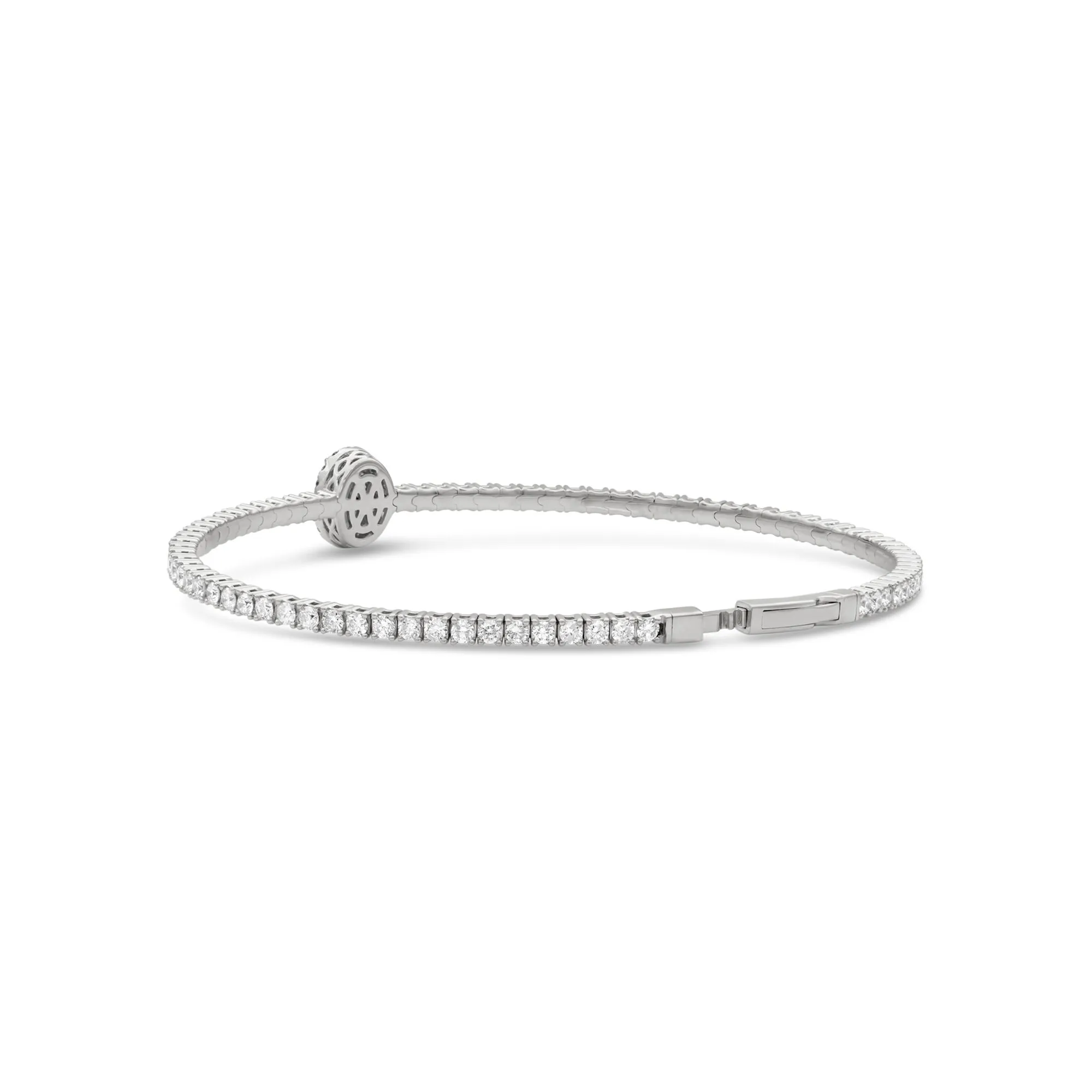 Halo Oval Emerald and Lab Diamond Flex Bangle