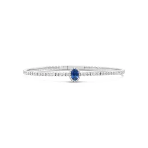 Halo Oval Sapphire and Diamond Flex Bangle