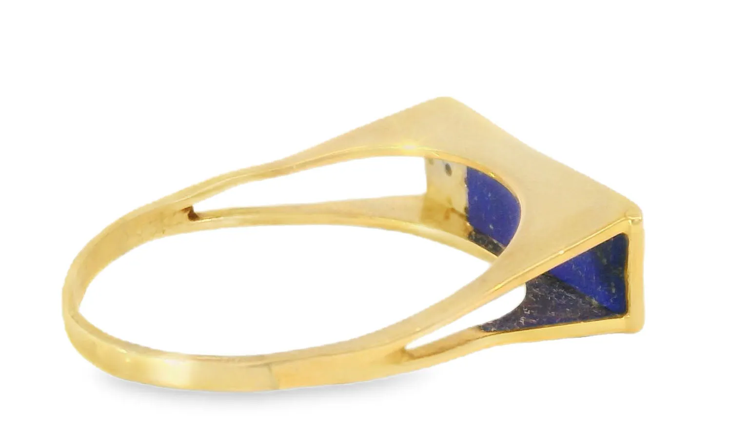 Handsome Estate 14K Yellow Gold Lapis Lazuli Diamond Mens Unisex Ring