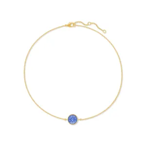 Harley Chain Bracelet with Blue Light Sapphire Round Crystals from Swarovski Gold Plated