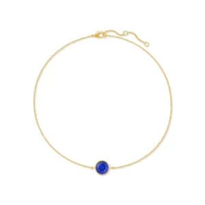 Harley Chain Bracelet with Blue Sapphire Round Crystals from Swarovski Gold Plated