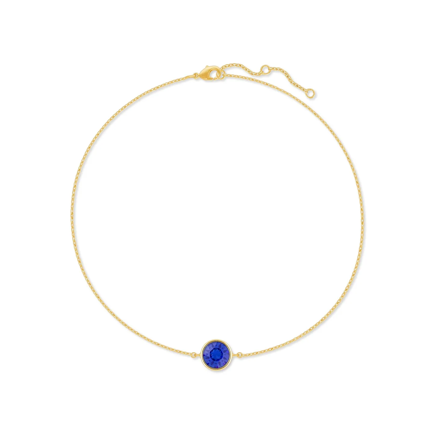 Harley Chain Bracelet with Blue Sapphire Round Crystals from Swarovski Gold Plated