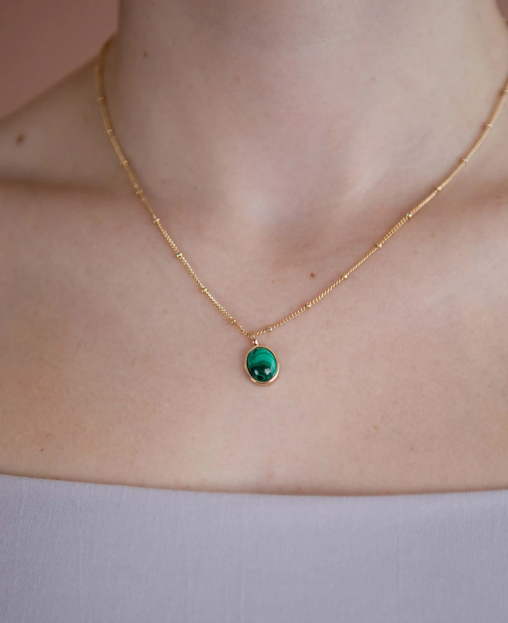 Haru Malachite Bezel Necklace