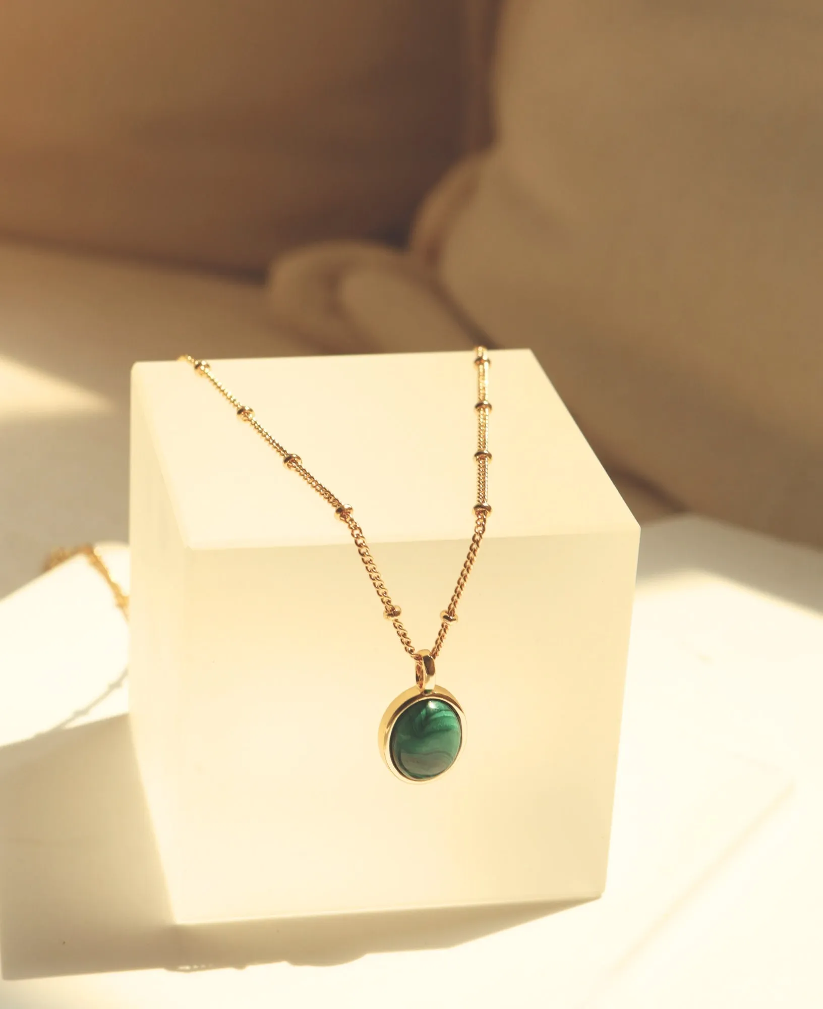 Haru Malachite Bezel Necklace