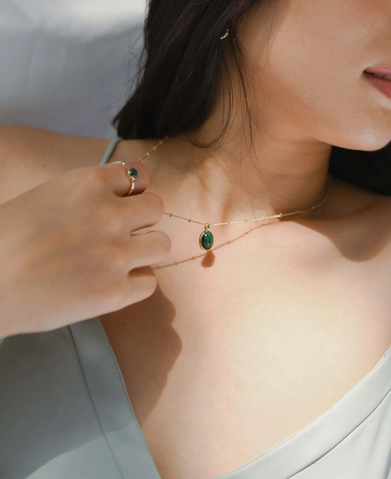 Haru Malachite Bezel Necklace