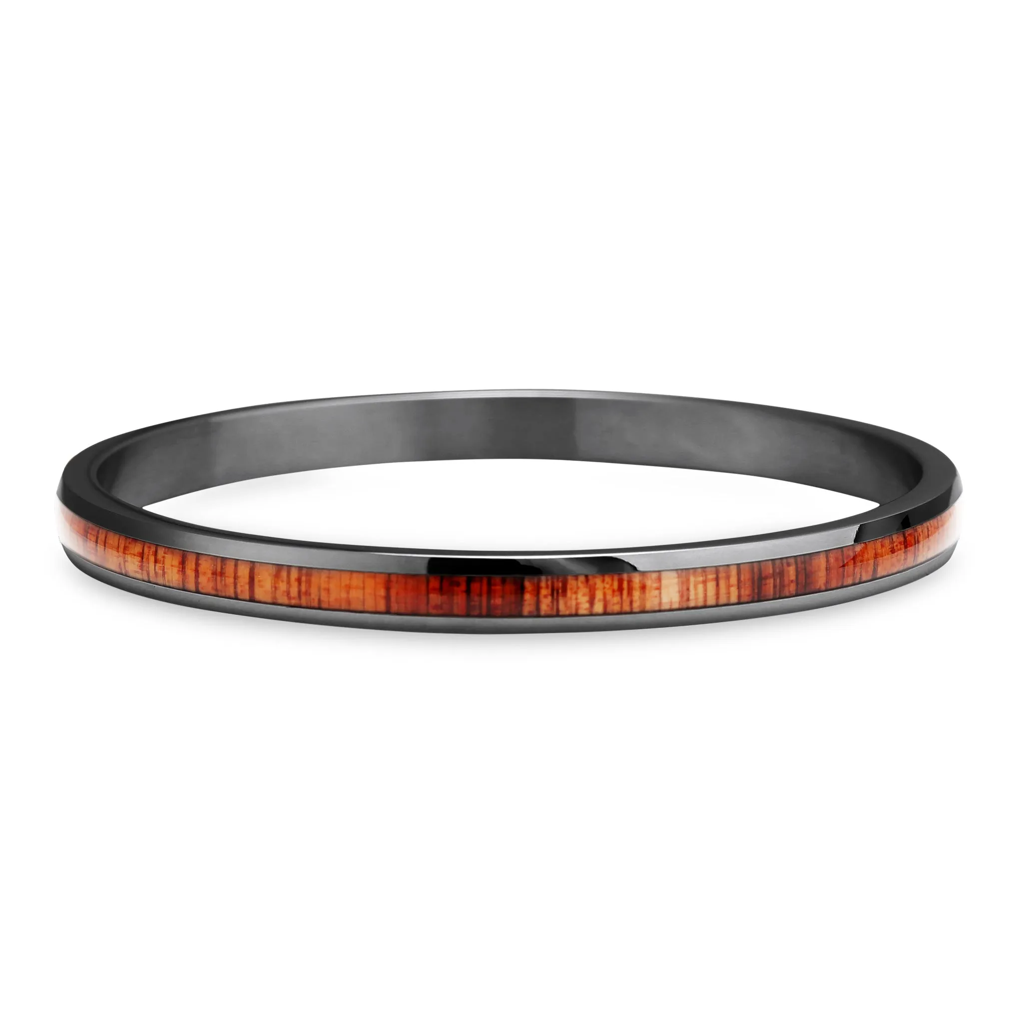 Hawaiian Koa Wood Bangle Bracelet - Gunmetal