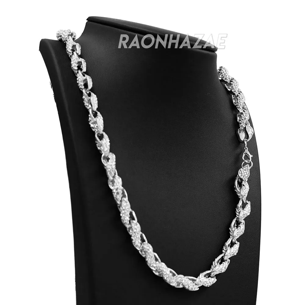Hip Hop Fully Iced Mens 10mm Heavy Rope Chain (Multiple Sizes 9"-36") Silver
