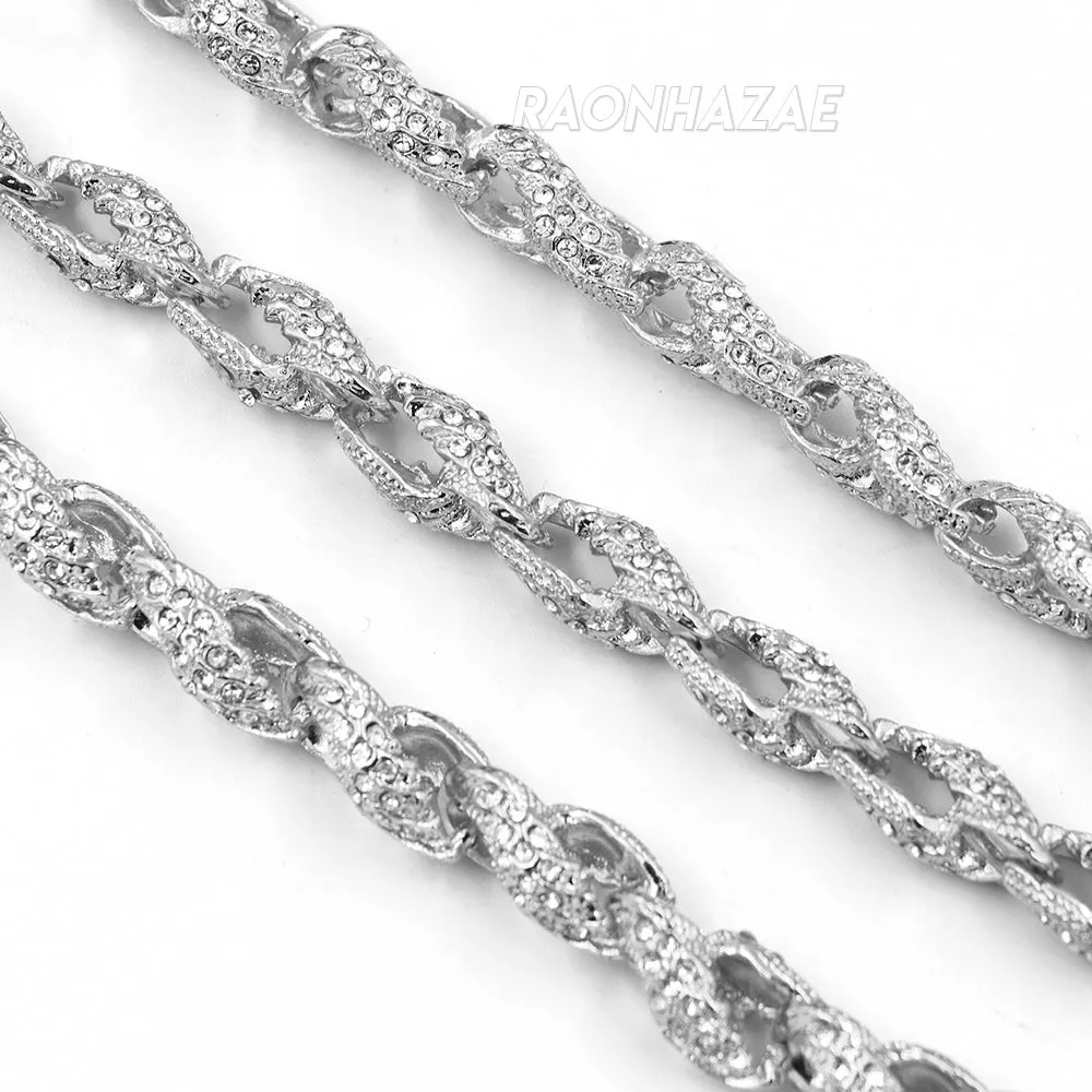 Hip Hop Fully Iced Mens 10mm Heavy Rope Chain (Multiple Sizes 9"-36") Silver