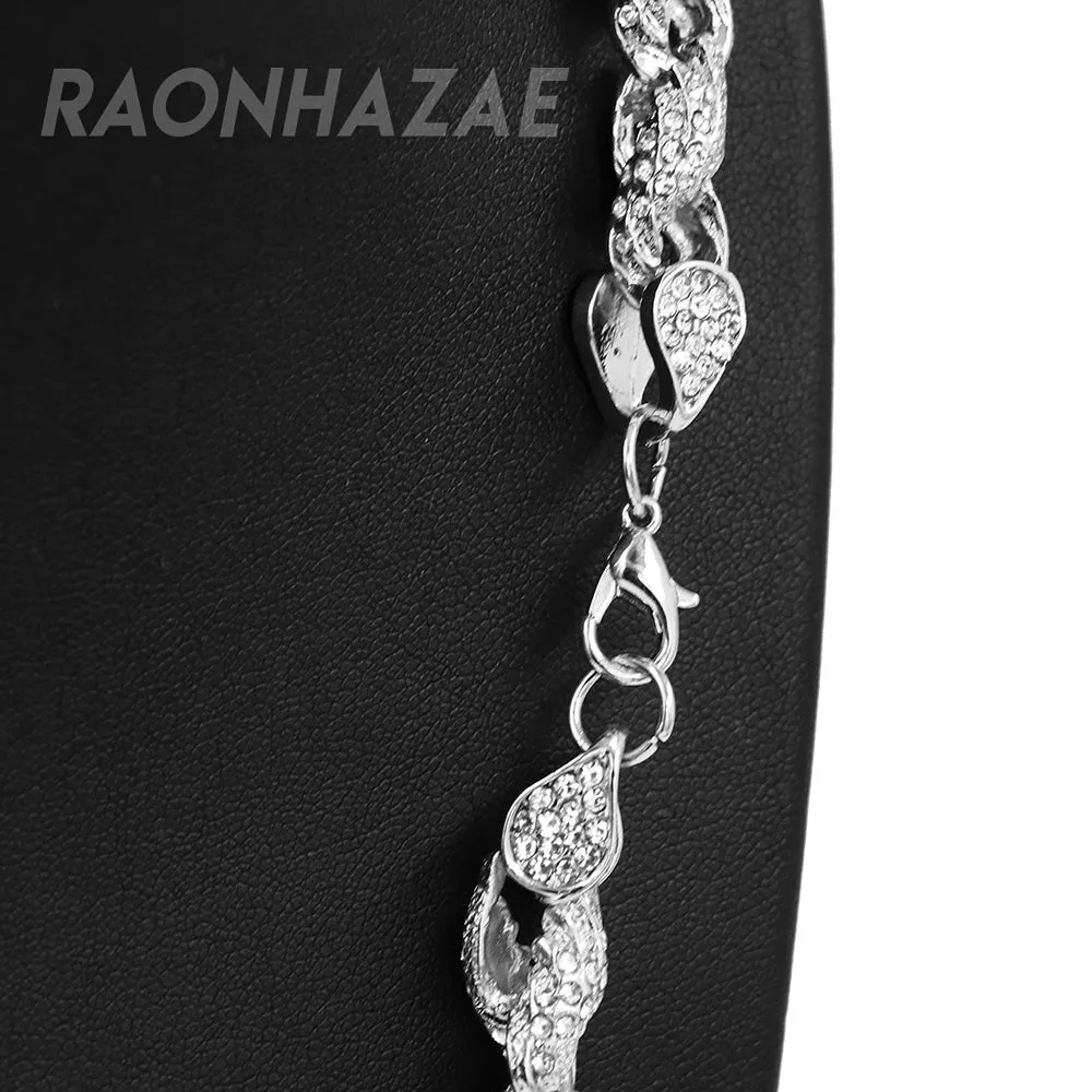 Hip Hop Fully Iced Mens 10mm Heavy Rope Chain (Multiple Sizes 9"-36") Silver
