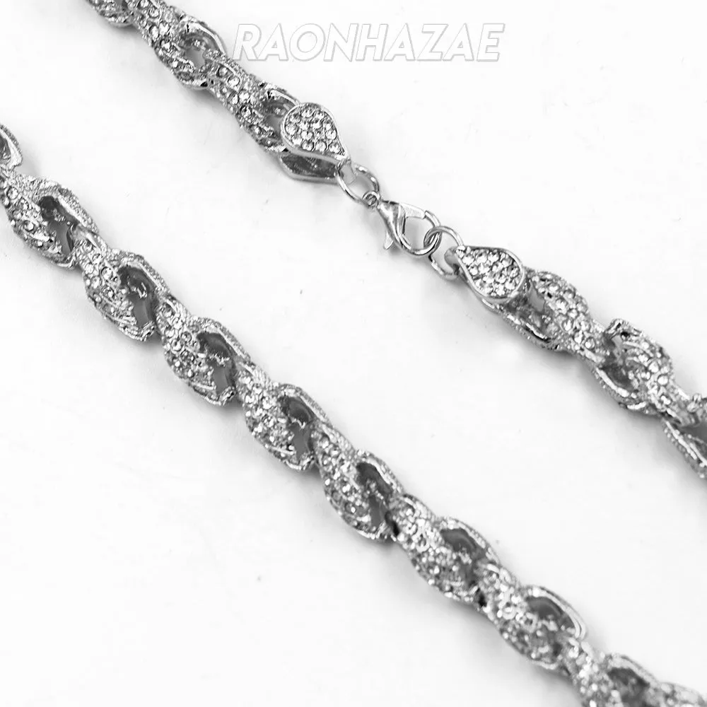 Hip Hop Fully Iced Mens 10mm Heavy Rope Chain (Multiple Sizes 9"-36") Silver