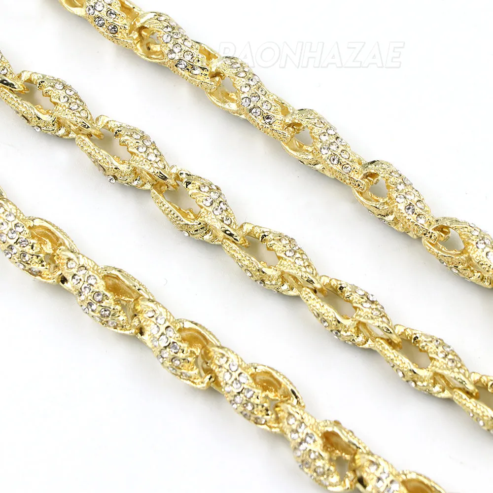 Hip Hop Fully Iced Mens 10mm Heavy Rope Chain (Multiple Sizes 9"-36")