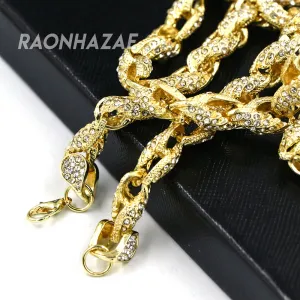 Hip Hop Fully Iced Mens 10mm Heavy Rope Chain (Multiple Sizes 9"-36")