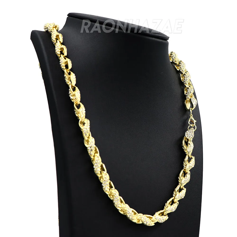 Hip Hop Fully Iced Mens 10mm Heavy Rope Chain (Multiple Sizes 9"-36")