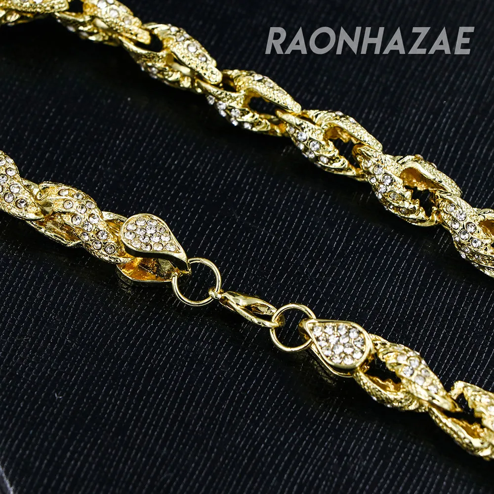 Hip Hop Fully Iced Mens 10mm Heavy Rope Chain (Multiple Sizes 9"-36")
