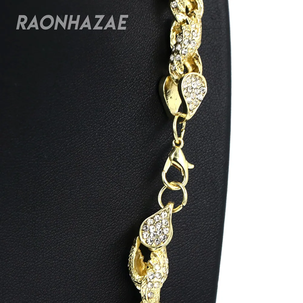 Hip Hop Fully Iced Mens 10mm Heavy Rope Chain (Multiple Sizes 9"-36")