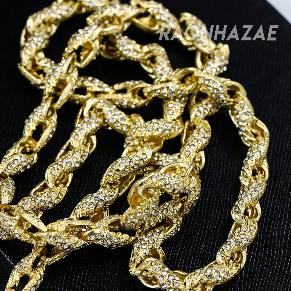 Hip Hop Fully Iced Mens 10mm Heavy Rope Chain (Multiple Sizes 9"-36")