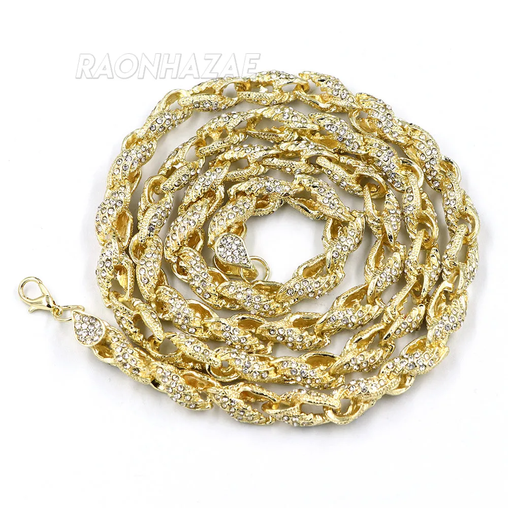 Hip Hop Fully Iced Mens 10mm Heavy Rope Chain (Multiple Sizes 9"-36")