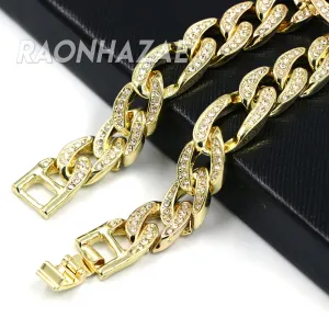 Hip Hop Fully Iced Mens 12mm Heavy Figaro Chain (Multiple Sizes 9"-36")