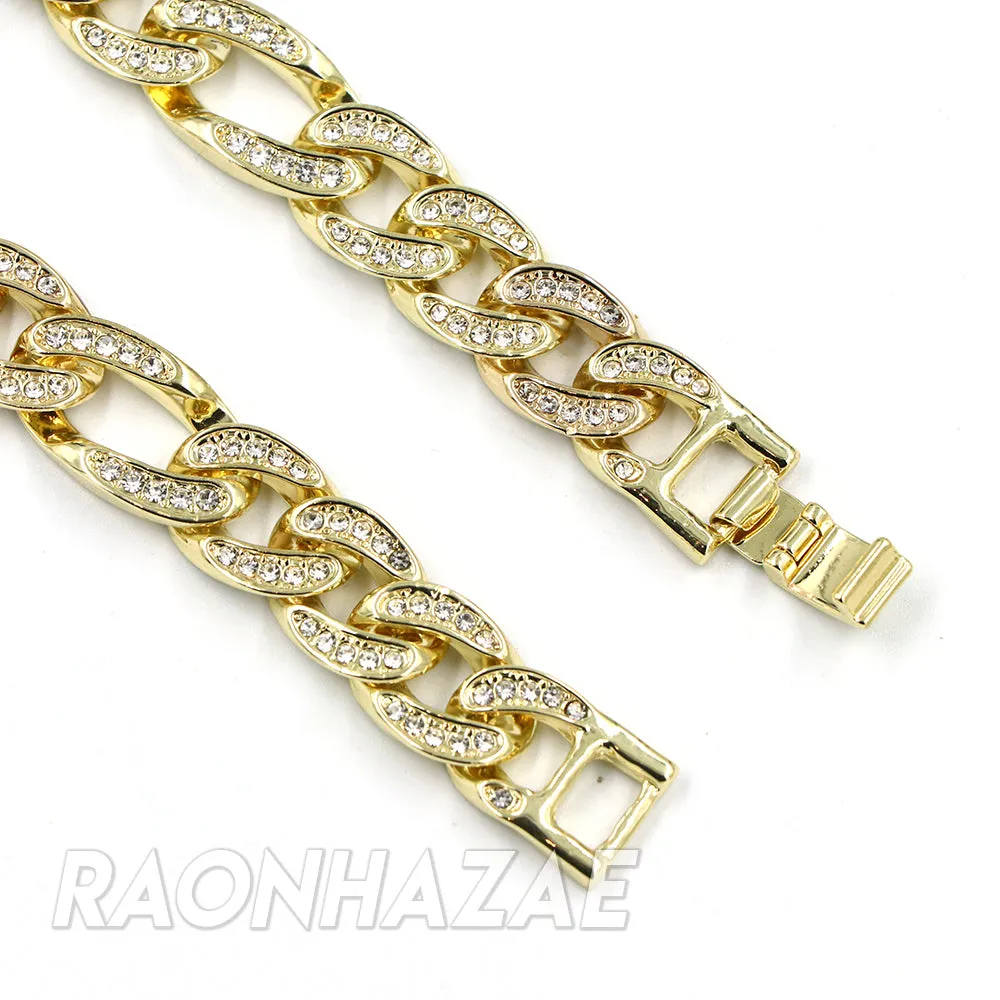 Hip Hop Fully Iced Mens 12mm Heavy Figaro Chain (Multiple Sizes 9"-36")