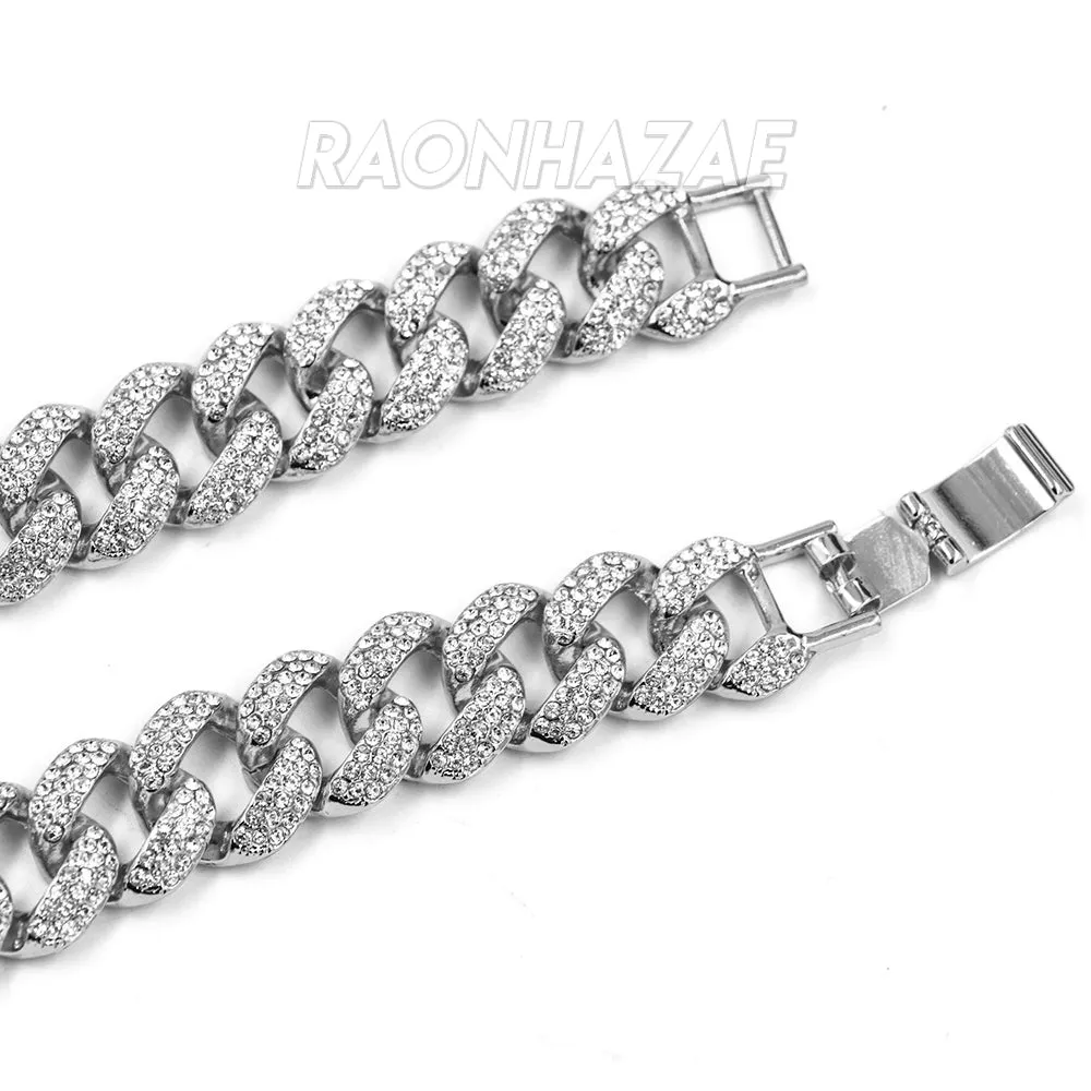 Hip Hop Fully Iced Mens 18mm Heavy Miami Cuban Chain (Multiple Sizes 9" - 36") SILVER