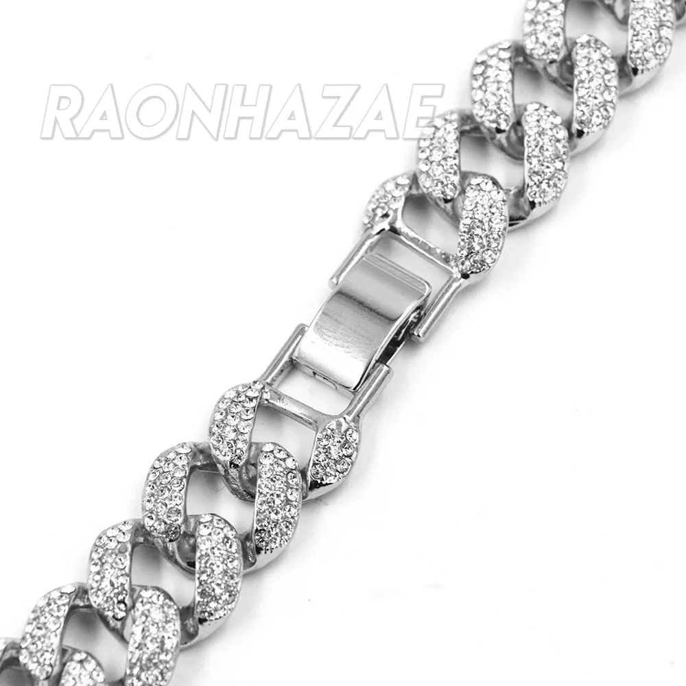 Hip Hop Fully Iced Mens 18mm Heavy Miami Cuban Chain (Multiple Sizes 9" - 36") SILVER
