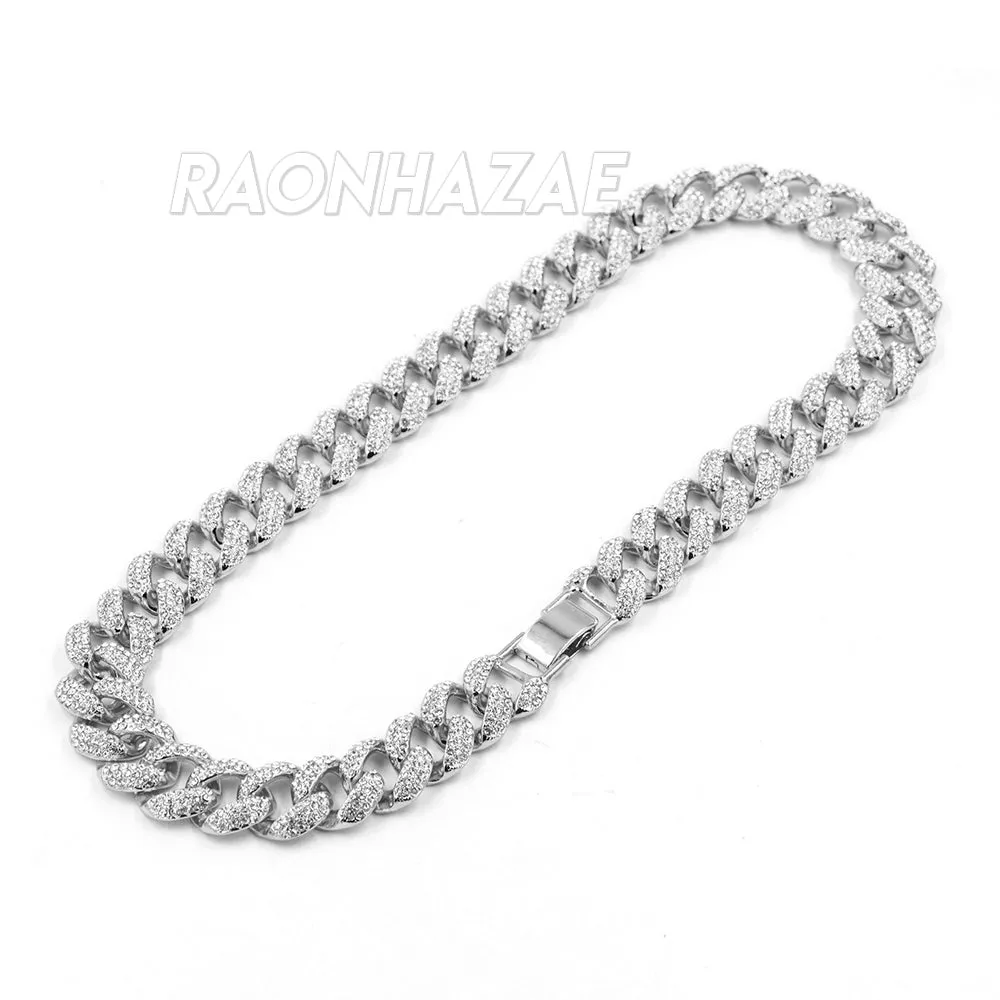 Hip Hop Fully Iced Mens 18mm Heavy Miami Cuban Chain (Multiple Sizes 9" - 36") SILVER