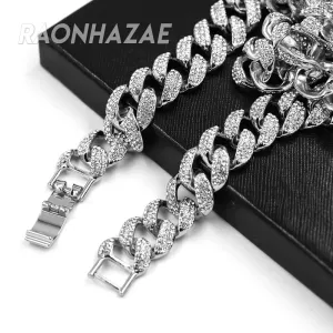 Hip Hop Fully Iced Mens 18mm Heavy Miami Cuban Chain (Multiple Sizes 9" - 36") SILVER