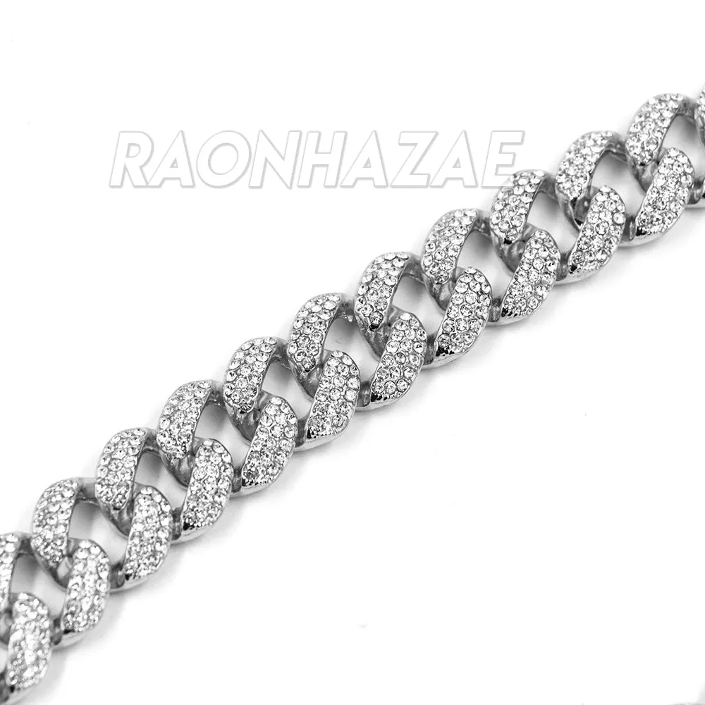 Hip Hop Fully Iced Mens 18mm Heavy Miami Cuban Chain (Multiple Sizes 9" - 36") SILVER