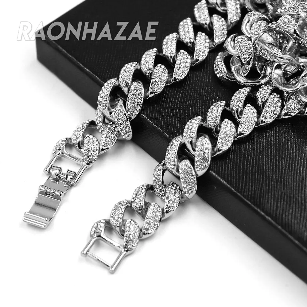 Hip Hop Fully Iced Mens 18mm Heavy Miami Cuban Chain (Multiple Sizes 9" - 36") SILVER