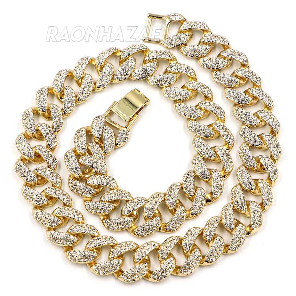 Hip Hop Fully Iced Mens 18mm Heavy Miami Cuban Chain (Multiple Sizes 9" - 36")