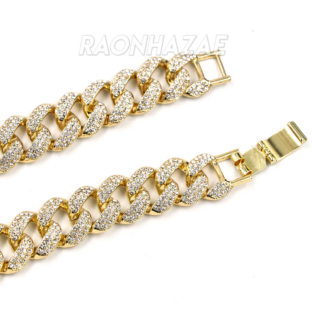 Hip Hop Fully Iced Mens 18mm Heavy Miami Cuban Chain (Multiple Sizes 9" - 36")