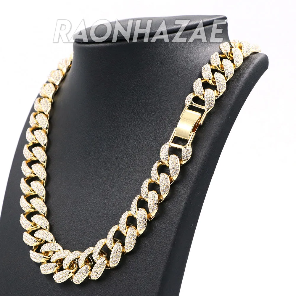 Hip Hop Fully Iced Mens 18mm Heavy Miami Cuban Chain (Multiple Sizes 9" - 36")