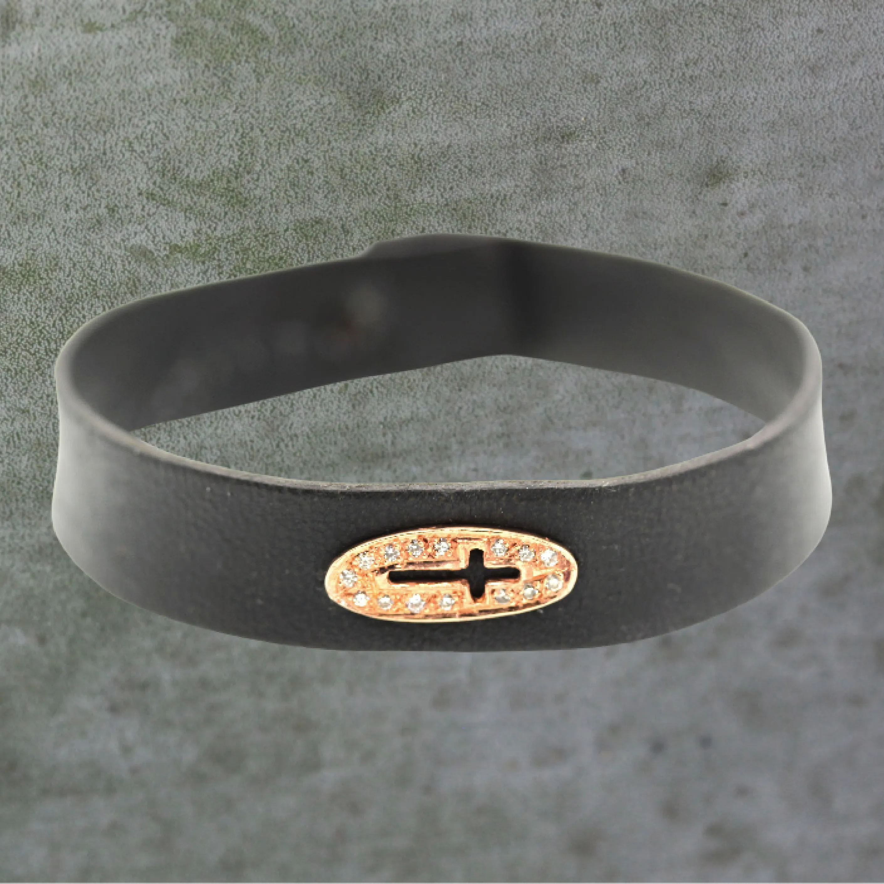 Hollow Rose Cross Leather Bracelet