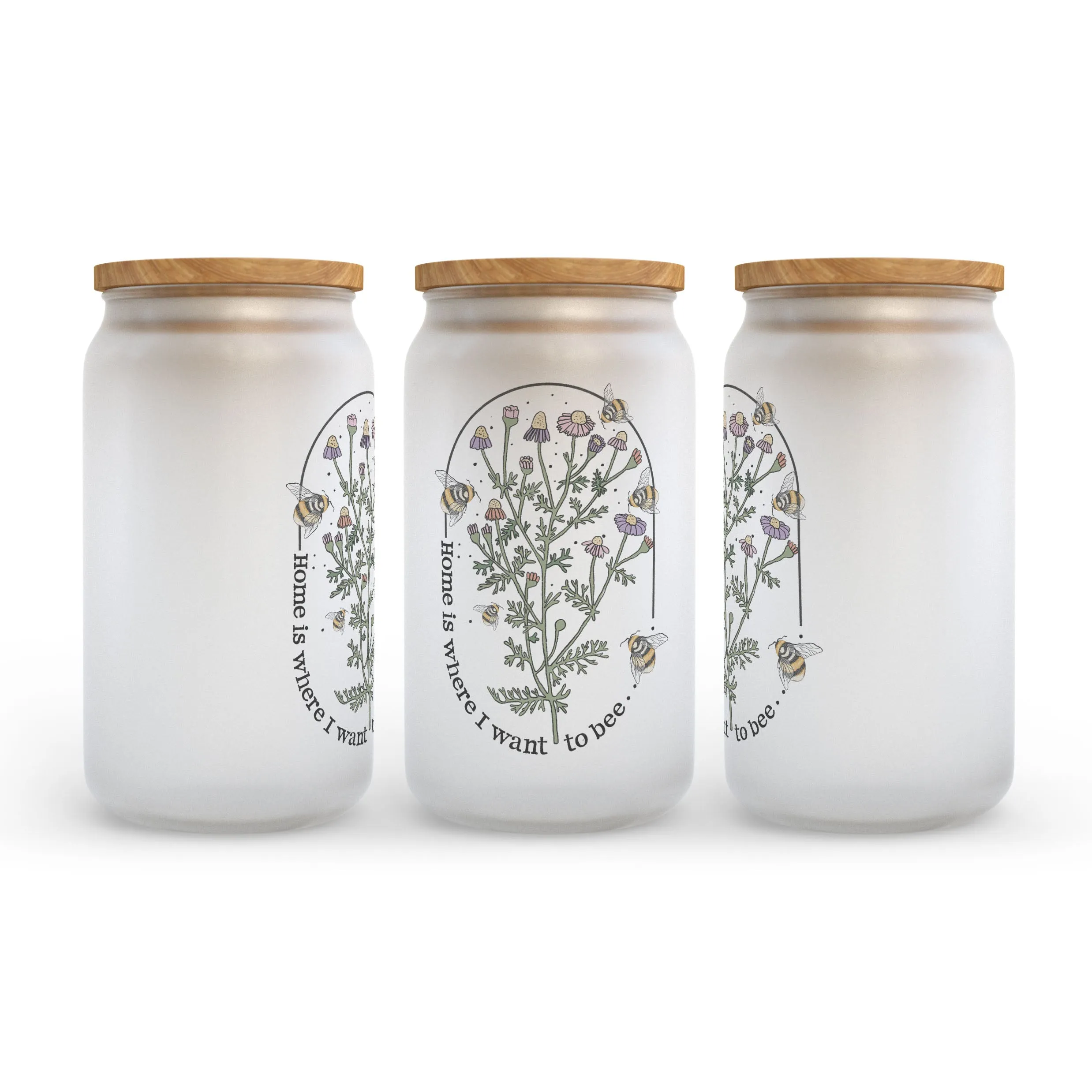 Home Is Where I Want To Bee Frosted Glass Can Tumbler