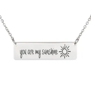 Horizontal Bar Necklace-You are my sunshine