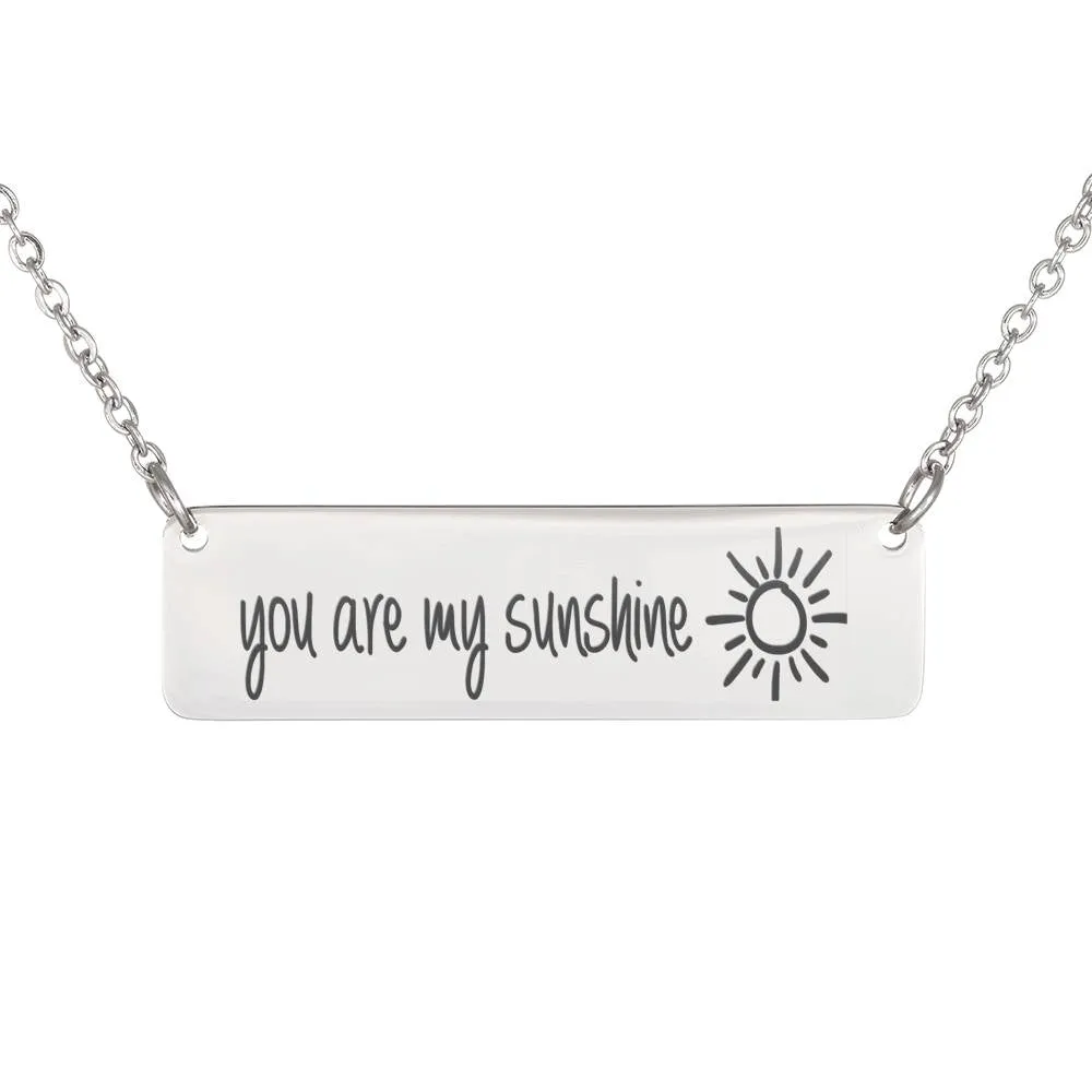 Horizontal Bar Necklace-You are my sunshine