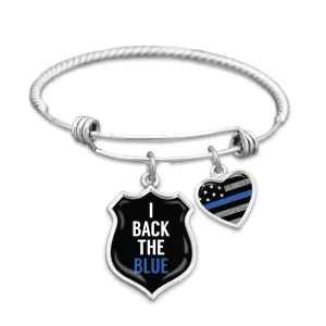 I Back The Blue Thin Blue Line Charm Bracelet