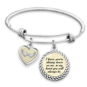 I Know You're Shining Down On Me, In My Heart You Will Always Be Charm Bracelet